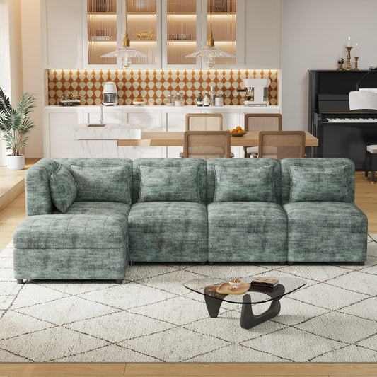 Free-Combined Sectional Sofa 5-seater Modular Couches with Storage