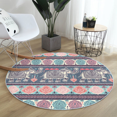 Elephant Design Boho Washable Rug | Homeezone