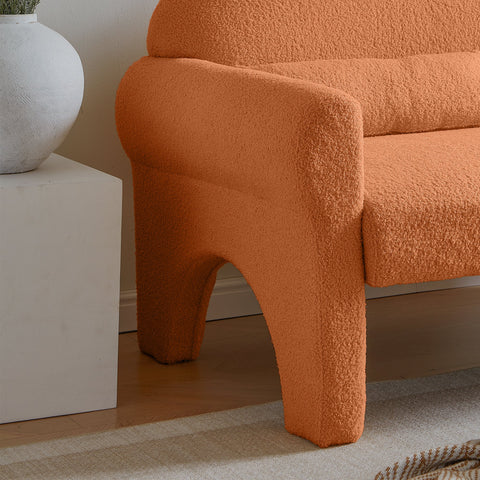 modern boucle accent chair with lumbar pillow for living room