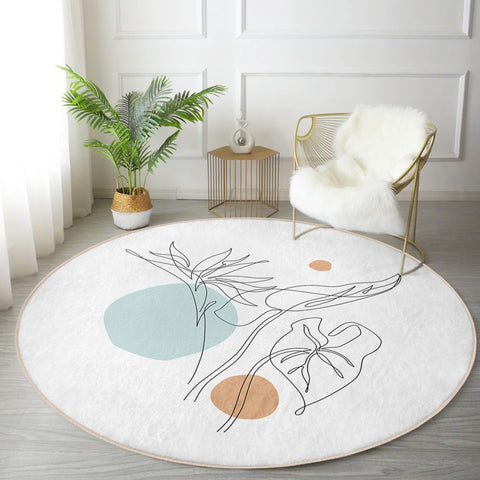 Abstract Round Rug, Abstract Non Slip Washable Area Rug, Living Room