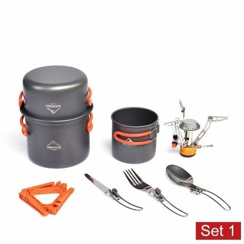 Camping Cookware Set Outdoor Tableware Equipment Supplies Burner Stove