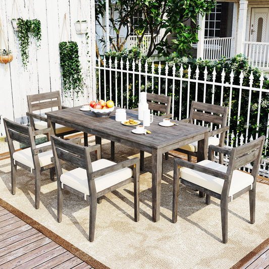 Acacia Wood Outdoor Dining Table And Chairs Suitable For Patio,