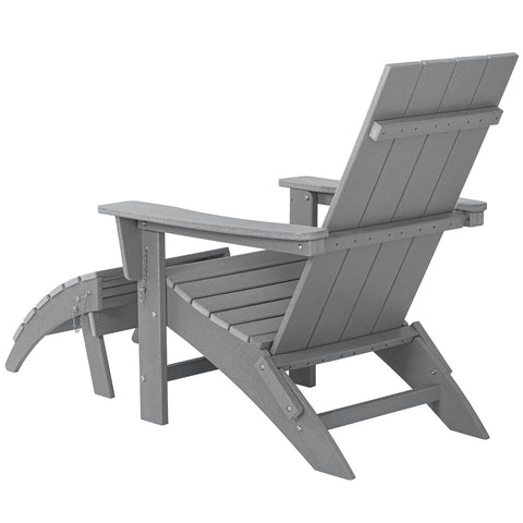 HDPE Folding 2 Adirondack Bench Lounge Chairs with Footrest &Table Outdoor Patio