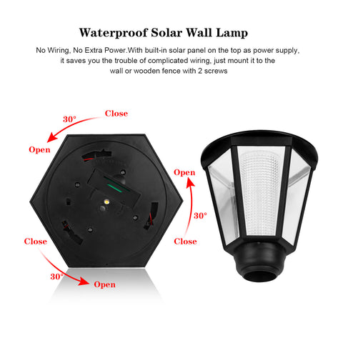 Waterproof Solar Wall Lamp Hexagonal Cool White