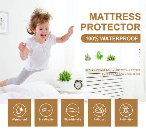 Waterproof Bed Mattress Protector with Elastic Band Breathable