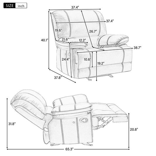 Recliner Chair Sofa Manual Reclining Home Seating Seats  Movie Theater