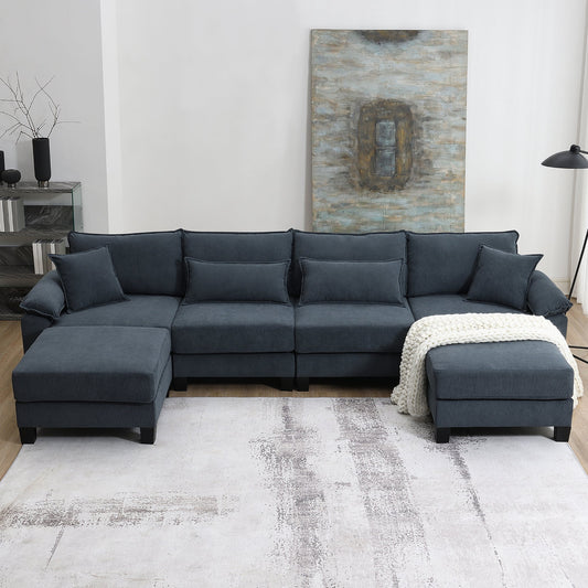 133*65" Corduroy Modular Sectional Sofa,U Shaped Couch with Armrest