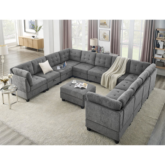 U shape Modular Sectional Sofa,DIY Combination,includes Seven Single