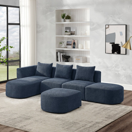 L Shape Sectional Sofa including Two Single Seats, Left Side Chaise