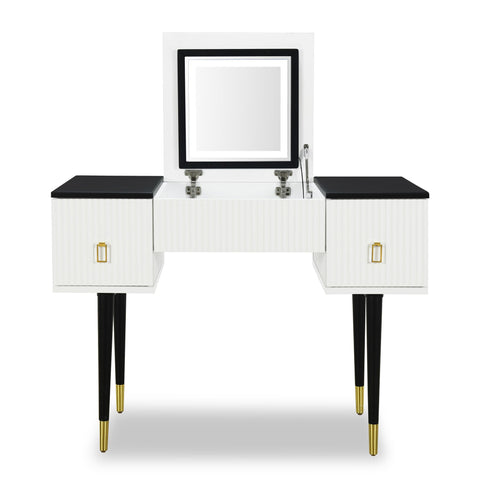 43.3" Modern Vanity Table Set with Flip-top Mirror and LED Light,