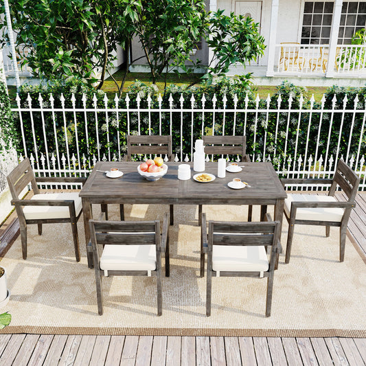 Acacia Wood Outdoor Dining Table And Chairs Suitable For Patio,