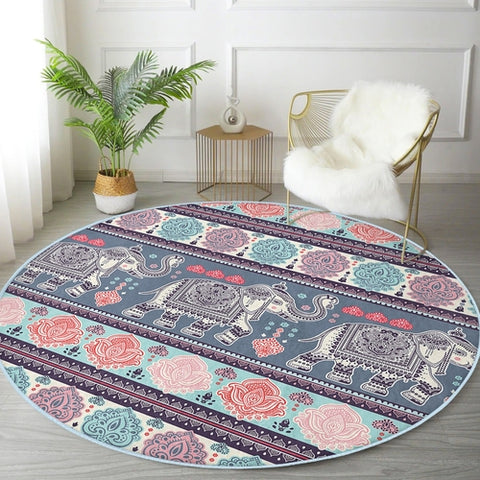 Elephant Design Boho Washable Rug | Homeezone