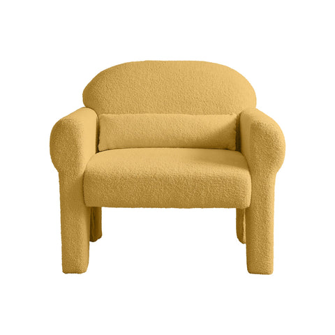 modern boucle accent chair with lumbar pillow for living room