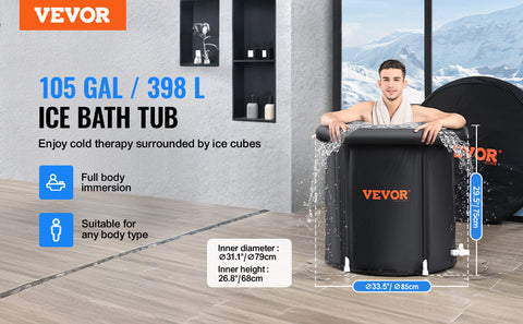 VEVOR Ice Bath Tub Cold Water Therapy Plunge Tub for Athletes Portable Outdoor Ice Barrel Plunge Pool Inflatable Folding Bathtub