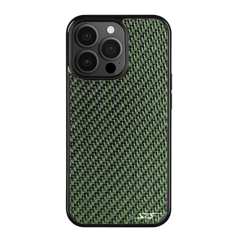 iPhone | Green Laced Real Carbon Fiber Phone Case | CLASSIC Series