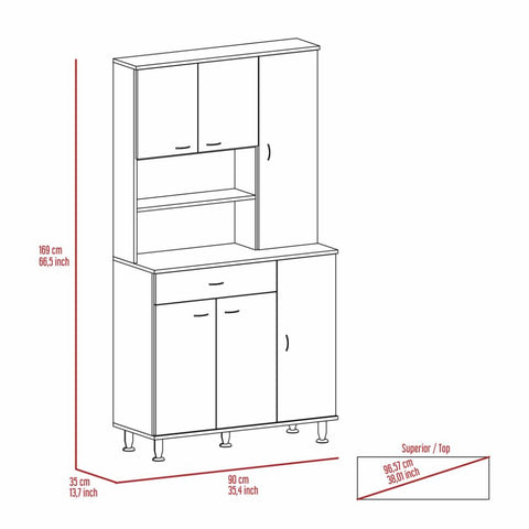 Kitchen Pantry Piacenza, Double Door Cabinet, Black Wengue Finish