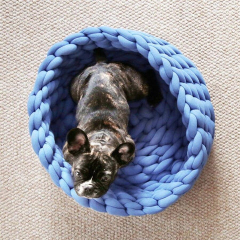 Soft Pet Bed Handmade Knit Puppy House Detachable Washable Kitten