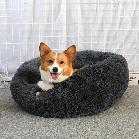 Soft Pet Dog Bed Round Winter warm Long Plush Dog House Cushion Cat