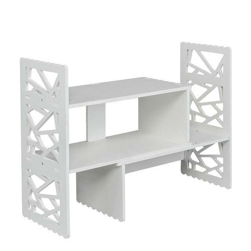 Expandable Openwork Desktop Bookshelf Organizer Shelving Unit White