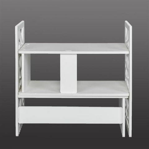 Expandable Openwork Desktop Bookshelf Organizer Shelving Unit White