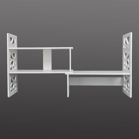 Expandable Openwork Desktop Bookshelf Organizer Shelving Unit White