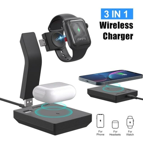 Ninja 15W 3 in 1 Fast Wireless Charging Station for Mobile Phones