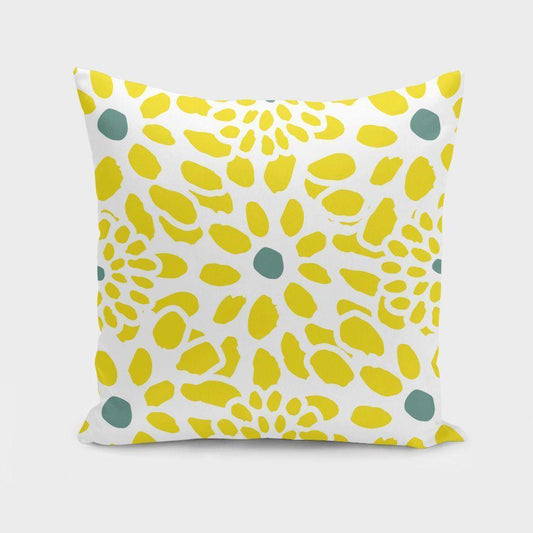 Flowers in Yellow Cushion/Pillow